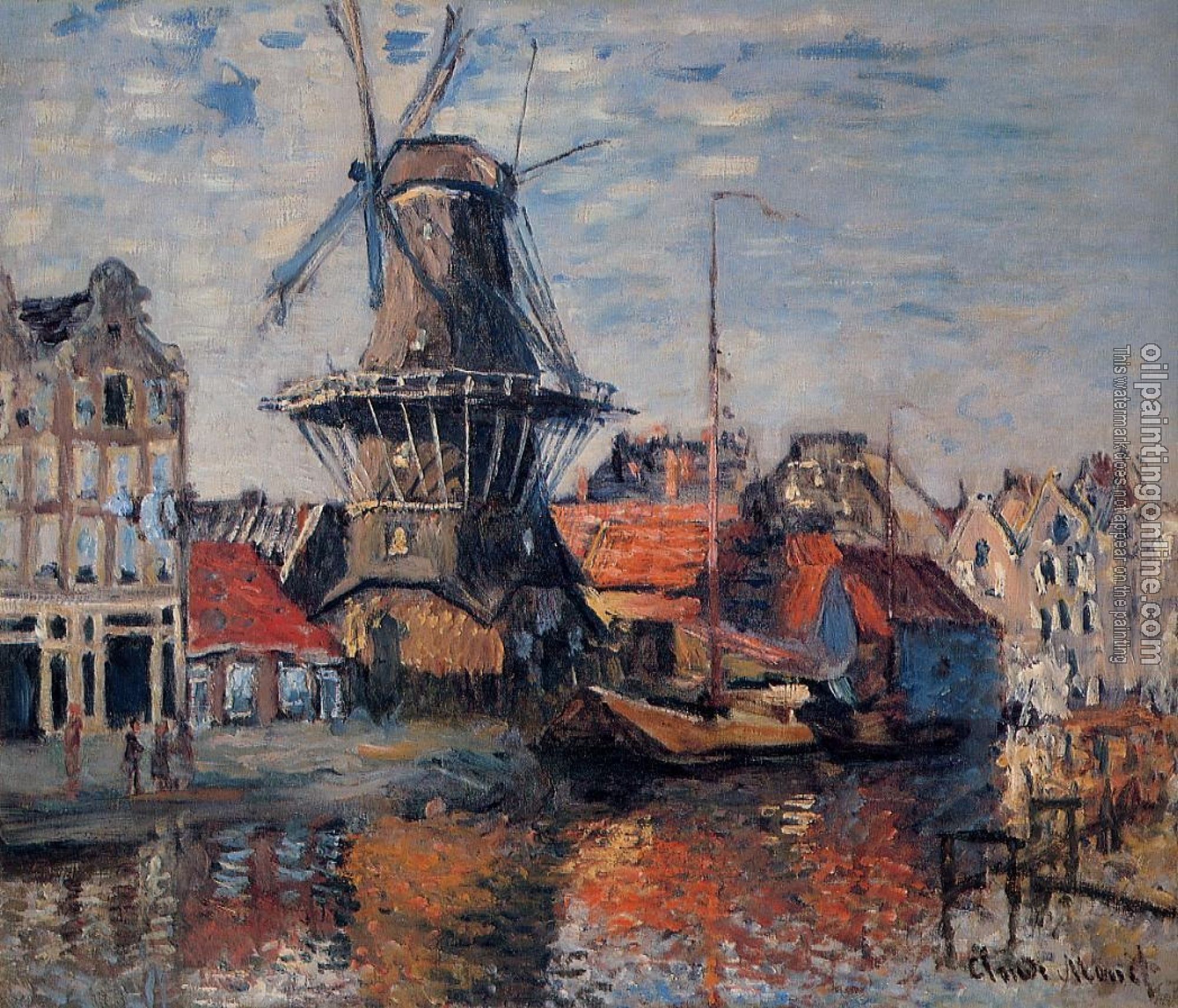 Monet, Claude Oscar - The Windmill on the Onbekende Canal, Amsterdam